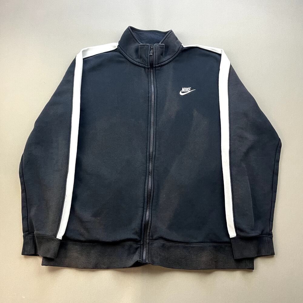 Nike Track Sweatshirt Adult Large Black Full Zip Swoosh Logo Sportswear Athletic
